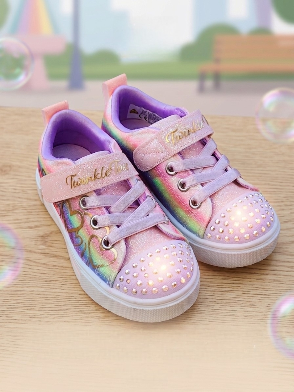 Skechers Girls Pink Twinkle Toes Twinkle Sparks Ombre Love Sneaker Size 8